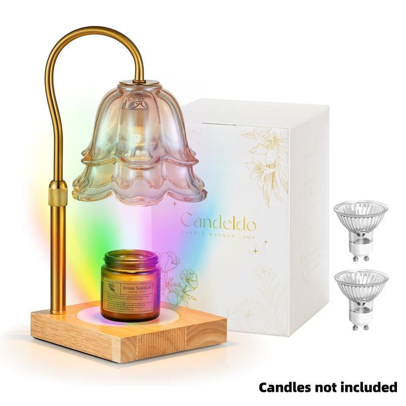 Flower Candle Warmer Lamp, with 2 Bulbs, Height Adjustable with Timer, Unique Glass Lily of the Valley Lamp for Home & Bedroom Decor, Ideal Gift for Birthday/Mother'S Day, Valentine'S Day Gift