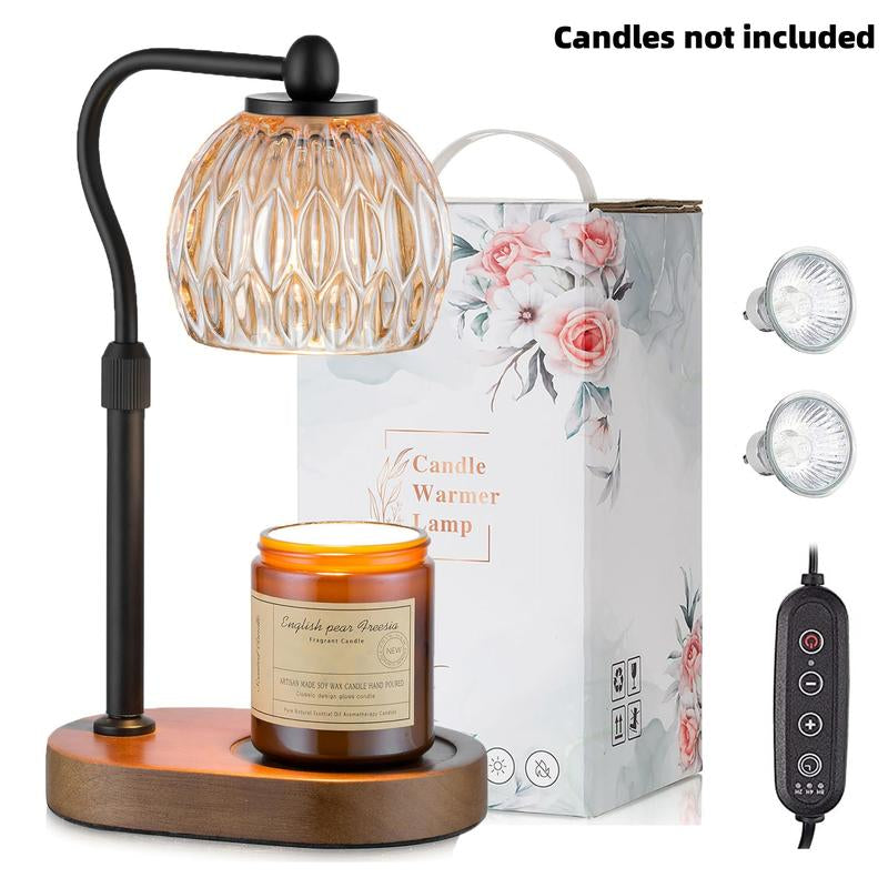 Flower Candle Warmer Lamp, with 2 Bulbs, Height Adjustable with Timer, Unique Glass Lily of the Valley Lamp for Home & Bedroom Decor, Ideal Gift for Birthday/Mother'S Day, Valentine'S Day Gift