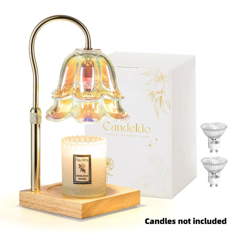 Flower Candle Warmer Lamp, with 2 Bulbs, Height Adjustable with Timer, Unique Glass Lily of the Valley Lamp for Home & Bedroom Decor, Ideal Gift for Birthday/Mother'S Day, Valentine'S Day Gift