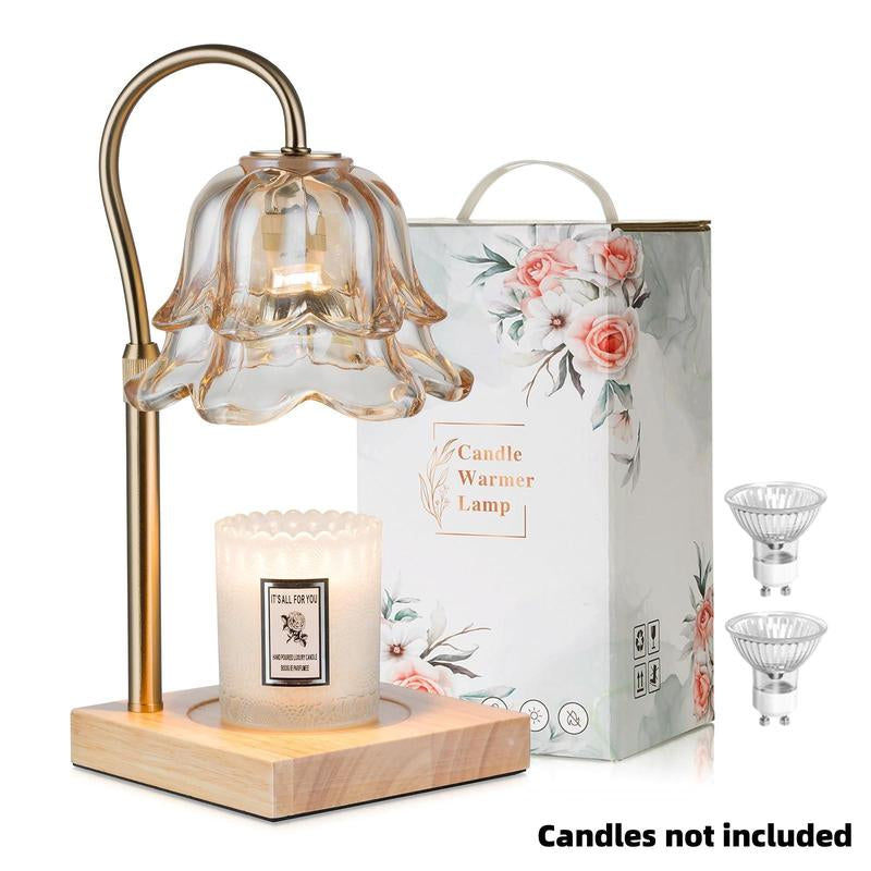 Flower Candle Warmer Lamp, with 2 Bulbs, Height Adjustable with Timer, Unique Glass Lily of the Valley Lamp for Home & Bedroom Decor, Ideal Gift for Birthday/Mother'S Day, Valentine'S Day Gift