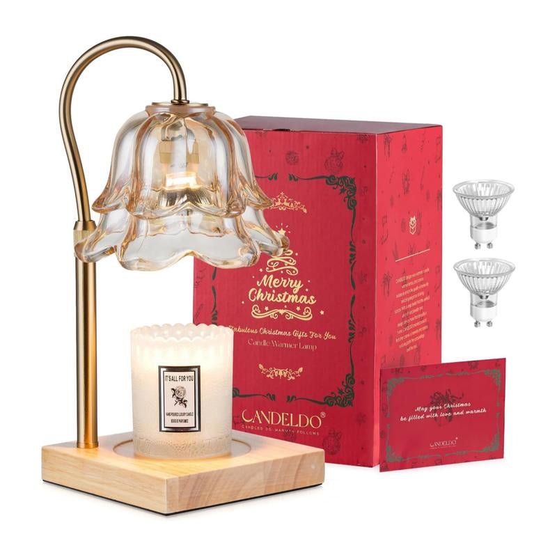 Flower Candle Warmer Lamp, with 2 Bulbs, Height Adjustable with Timer, Unique Glass Lily of the Valley Lamp for Home & Bedroom Decor, Ideal Gift for Birthday/Mother'S Day, Valentine'S Day Gift