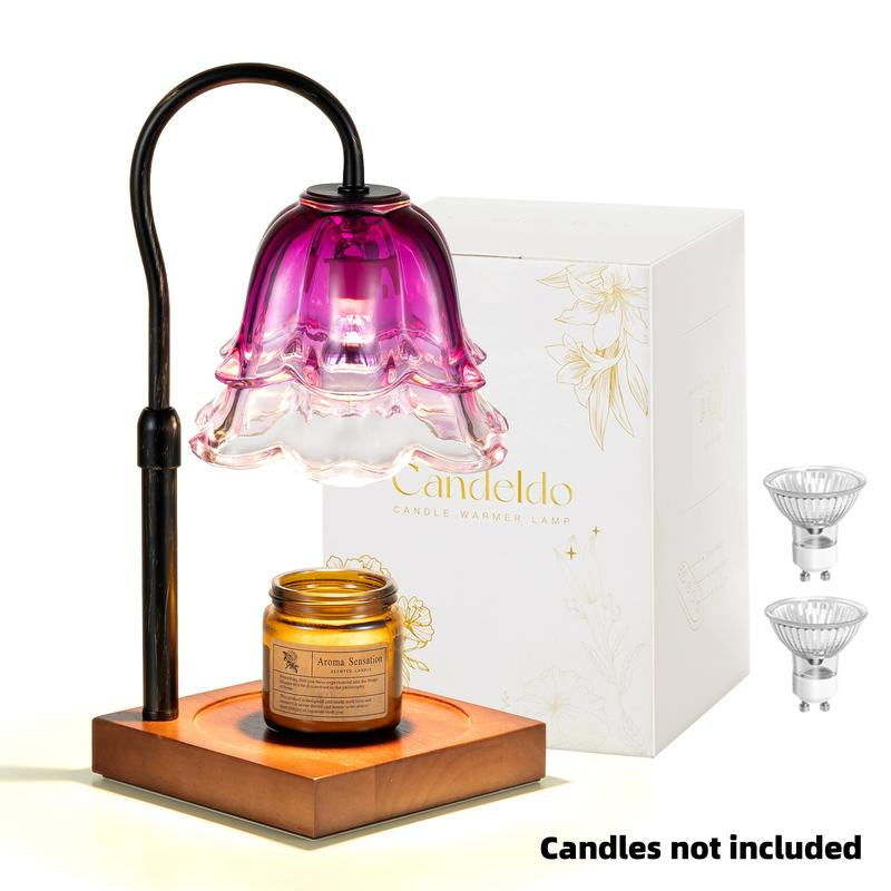 Flower Candle Warmer Lamp, with 2 Bulbs, Height Adjustable with Timer, Unique Glass Lily of the Valley Lamp for Home & Bedroom Decor, Ideal Gift for Birthday/Mother'S Day, Valentine'S Day Gift