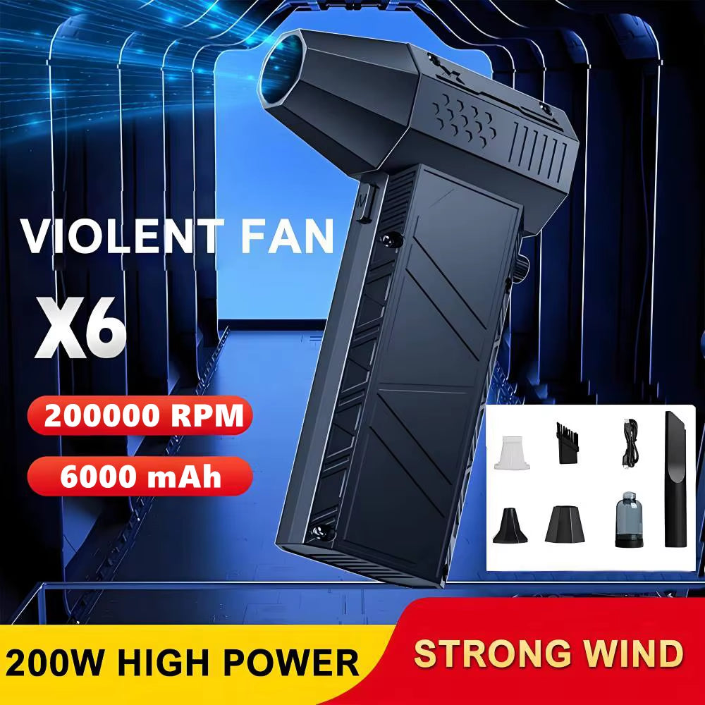 X6 Violent Fan 200000RPM Powerful Air Blower X9 Vacuum Dust Cleaner Type-C Rechargeable Strong Wind 53M/S X11 Turbo Jet Blower