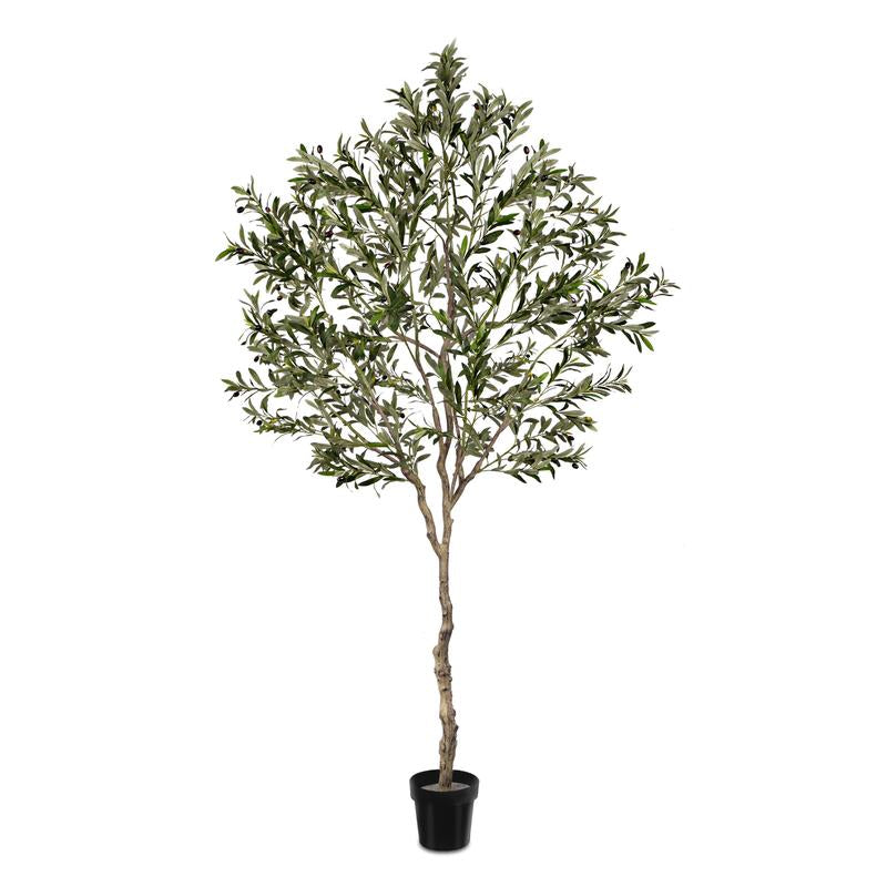 Fluffy 6/7/8Ft Artificial Olive Tree, Fake Potted Olive Tree with Branches, Leaves and Fruits, Fake Plant, Indoor Decoration