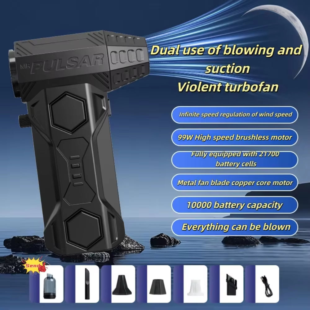Turbo Jet Blower 990000RPM High Power Air Blower Brushless Motor Turbo Fan Wind Speed 75M/S 10000Mah Violent Air Blower