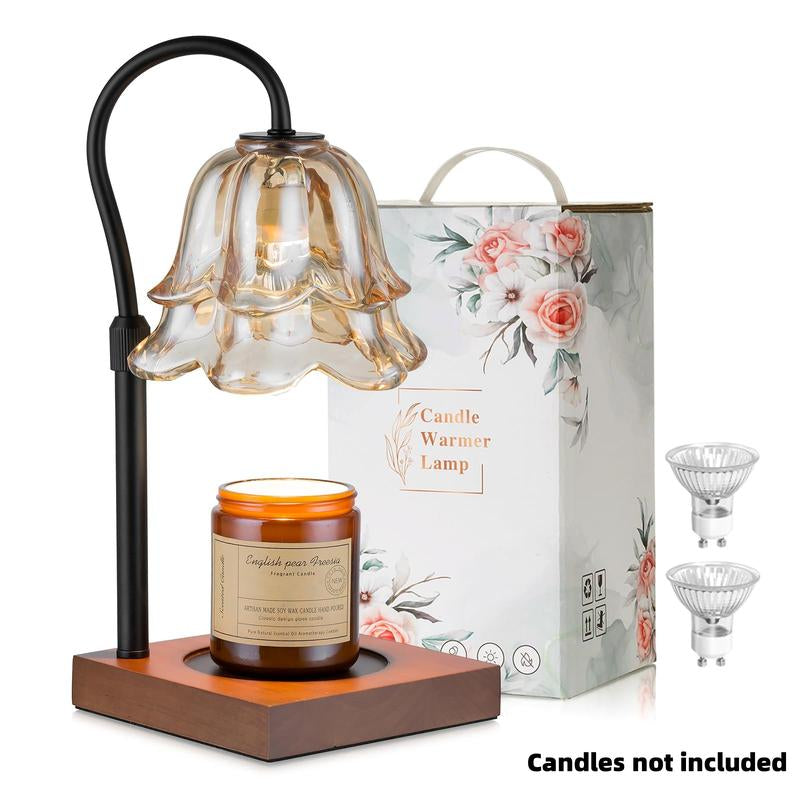 Flower Candle Warmer Lamp, with 2 Bulbs, Height Adjustable with Timer, Unique Glass Lily of the Valley Lamp for Home & Bedroom Decor, Ideal Gift for Birthday/Mother'S Day, Valentine'S Day Gift