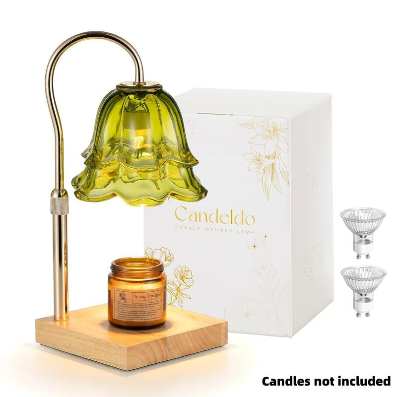 Flower Candle Warmer Lamp, with 2 Bulbs, Height Adjustable with Timer, Unique Glass Lily of the Valley Lamp for Home & Bedroom Decor, Ideal Gift for Birthday/Mother'S Day, Valentine'S Day Gift