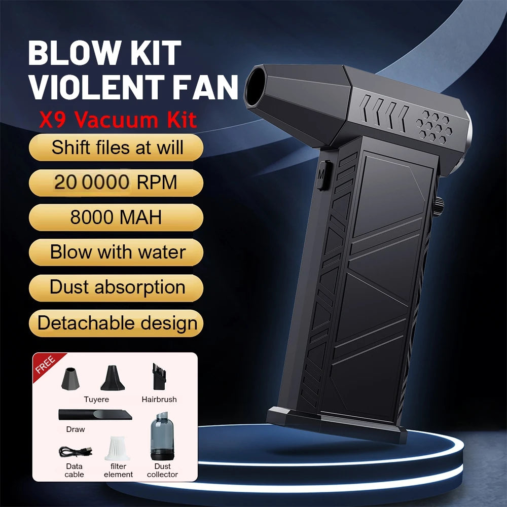 X6 Violent Fan 200000RPM Powerful Air Blower X9 Vacuum Dust Cleaner Type-C Rechargeable Strong Wind 53M/S X11 Turbo Jet Blower
