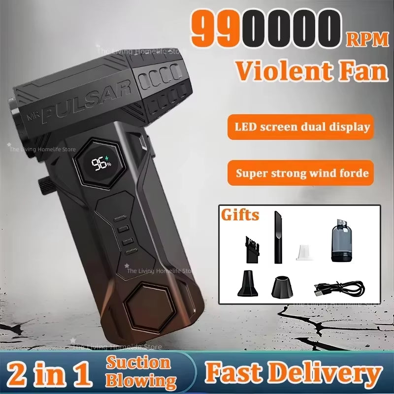 Turbo Jet Blower 990000RPM High Power Air Blower Brushless Motor Turbo Fan Wind Speed 75M/S 10000Mah Violent Air Blower