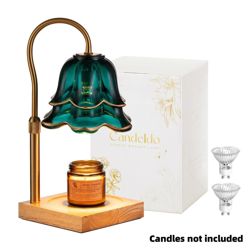 Flower Candle Warmer Lamp, with 2 Bulbs, Height Adjustable with Timer, Unique Glass Lily of the Valley Lamp for Home & Bedroom Decor, Ideal Gift for Birthday/Mother'S Day, Valentine'S Day Gift