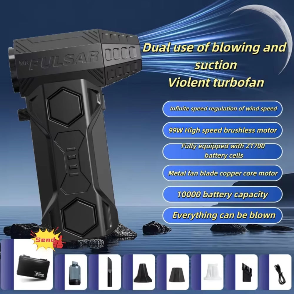 Turbo Jet Blower 990000RPM High Power Air Blower Brushless Motor Turbo Fan Wind Speed 75M/S 10000Mah Violent Air Blower