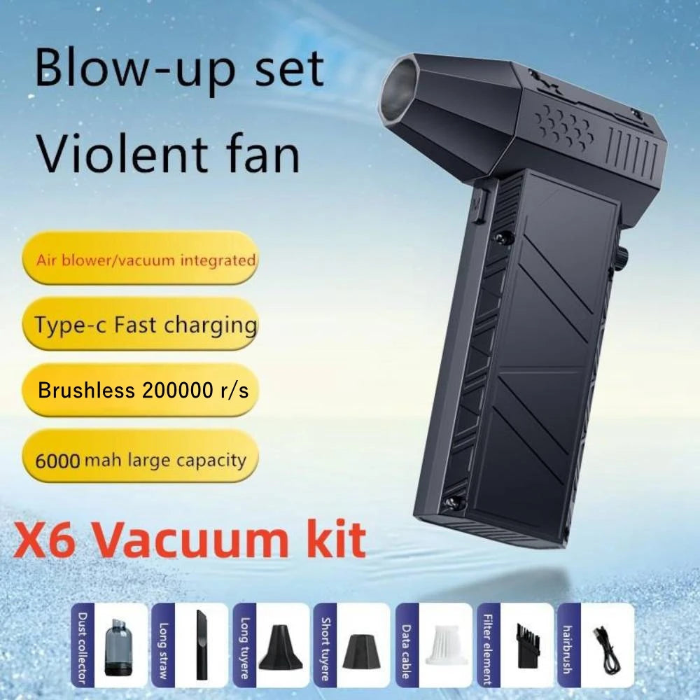 X6 Violent Fan 200000RPM Powerful Air Blower X9 Vacuum Dust Cleaner Type-C Rechargeable Strong Wind 53M/S X11 Turbo Jet Blower