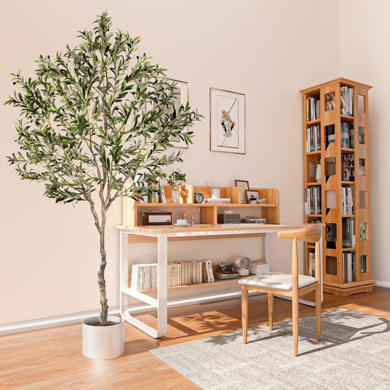 Fluffy 6/7/8Ft Artificial Olive Tree, Fake Potted Olive Tree with Branches, Leaves and Fruits, Fake Plant, Indoor Decoration