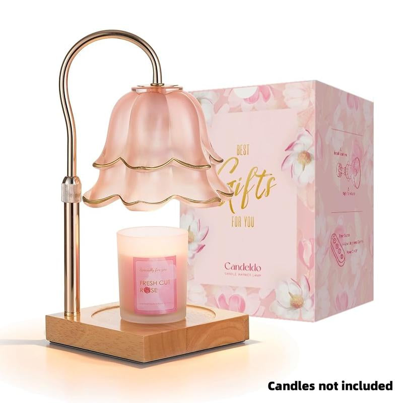 Flower Candle Warmer Lamp, with 2 Bulbs, Height Adjustable with Timer, Unique Glass Lily of the Valley Lamp for Home & Bedroom Decor, Ideal Gift for Birthday/Mother'S Day, Valentine'S Day Gift