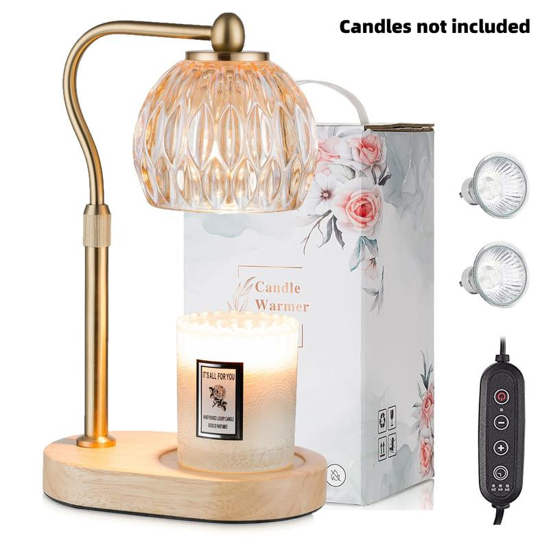Flower Candle Warmer Lamp, with 2 Bulbs, Height Adjustable with Timer, Unique Glass Lily of the Valley Lamp for Home & Bedroom Decor, Ideal Gift for Birthday/Mother'S Day, Valentine'S Day Gift