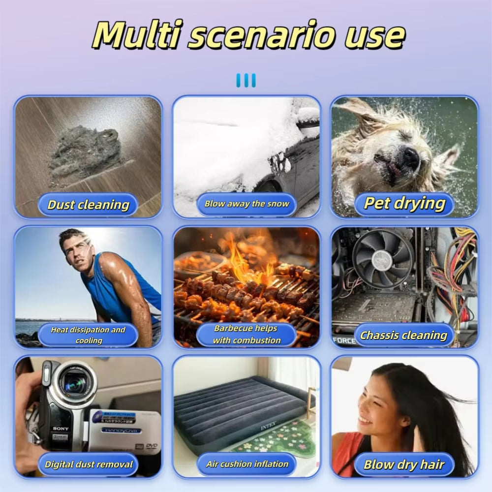 Turbo Jet Blower 990000RPM High Power Air Blower Brushless Motor Turbo Fan Wind Speed 75M/S 10000Mah Violent Air Blower