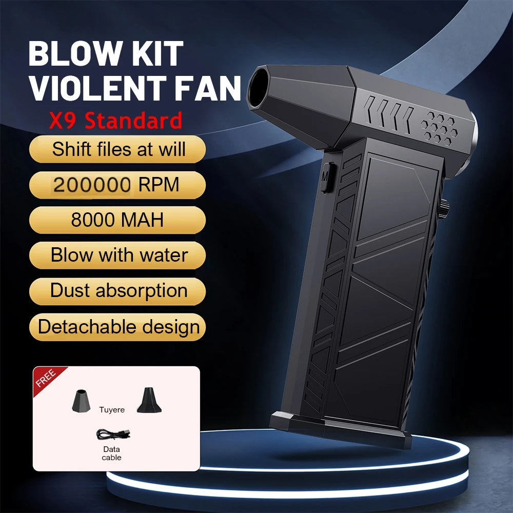X6 Violent Fan 200000RPM Powerful Air Blower X9 Vacuum Dust Cleaner Type-C Rechargeable Strong Wind 53M/S X11 Turbo Jet Blower